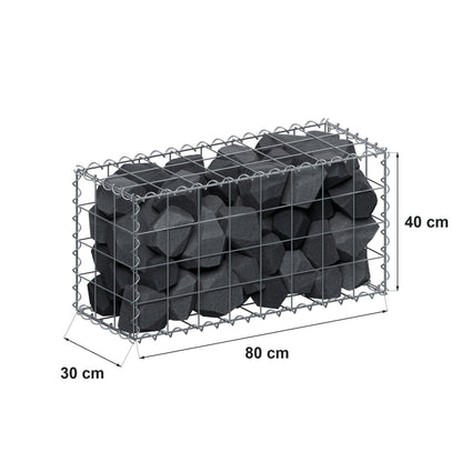 Schanskorf 80 cm x 40 cm x 30 cm (L x H x D), maaswijdte 10 cm x 10 cm, spiraalvormig