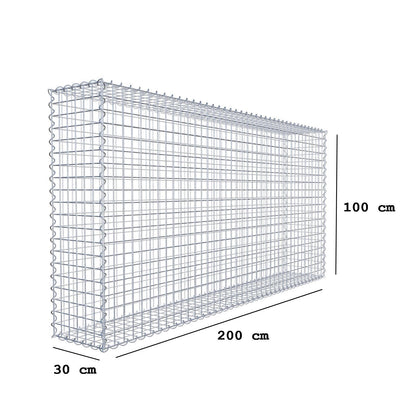Gabião 200 cm x 100 cm x 30 cm (C x A x P), malhagem 5 cm x 5 cm, espiral