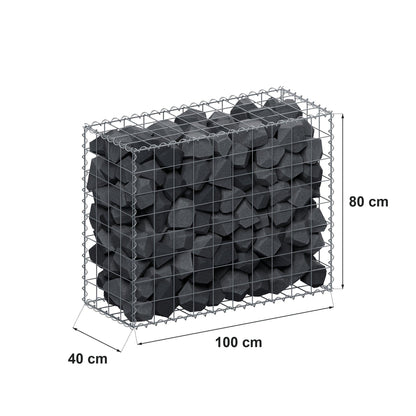 Gabione 100 cm x 80 cm x 40 cm (L x H x T), Maschenweite 10 cm x 10 cm, Spirale