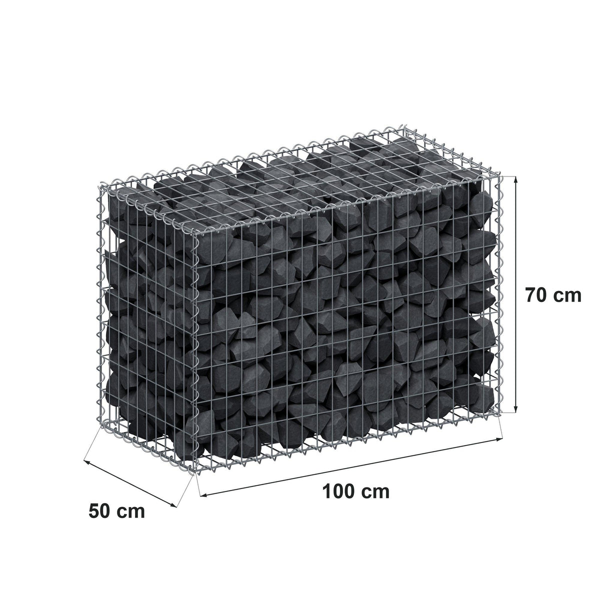 Gabion 100 cm x 70 cm x 50 cm (L x H x P), mailles 5 cm x 10 cm, spirale