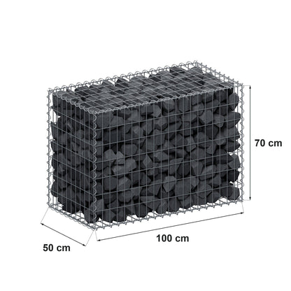 Gabion 100 cm x 70 cm x 50 cm (L x H x P), mailles 5 cm x 10 cm, spirale