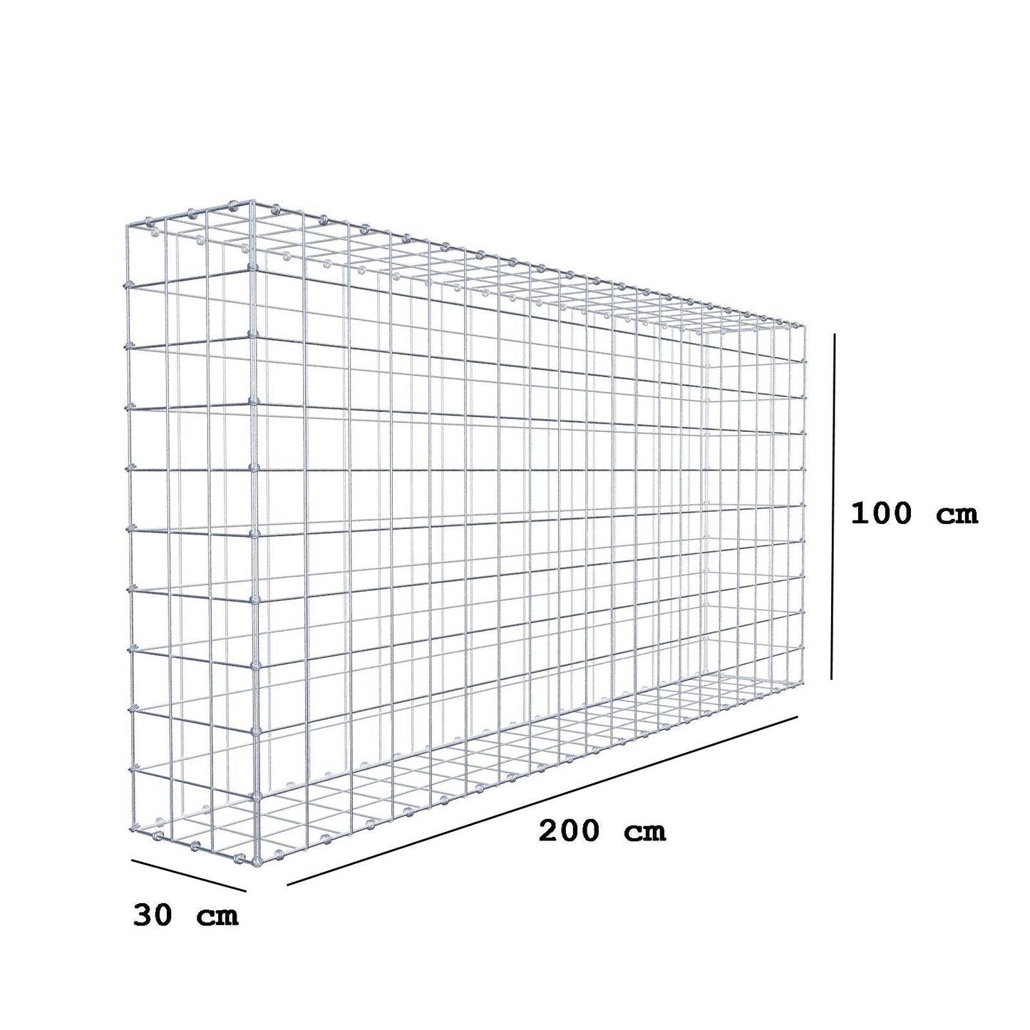 Schanskorf 200 cm x 100 cm x 30 cm (L x H x D), maaswijdte 10 x 10 cm, spiraalring
