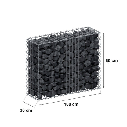 Gabion 100 cm x 80 cm x 30 cm (L x H x D), maskstorlek 5 cm x 10 cm, spiral