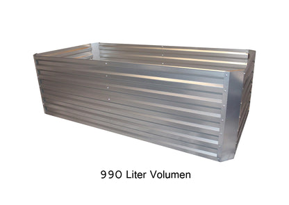 Højbed af galvaniseret metalplade med top - Mål uden top: 184 x 60 x 90 cm (L x H x D, plantemål)