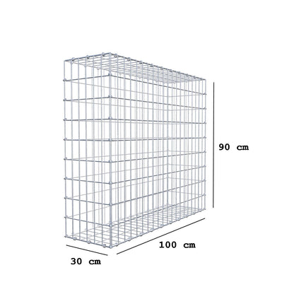 Gabione 100 cm x 90 cm x 30 cm (L x H x T), Maschenweite 5 x 10 cm, Spiralring