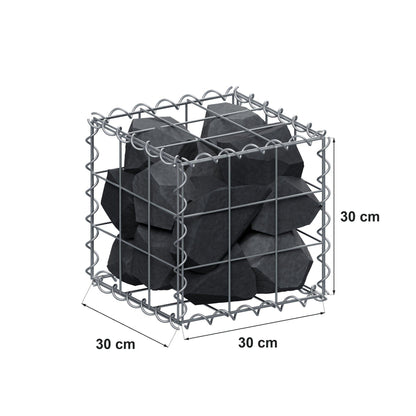 Schanskorf 30 cm x 30 cm x 30 cm (L x H x D), maaswijdte 10 cm x 10 cm, spiraalvormig