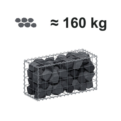 Schanskorf 80 cm x 40 cm x 30 cm (L x H x D), maaswijdte 10 cm x 10 cm, spiraalvormig