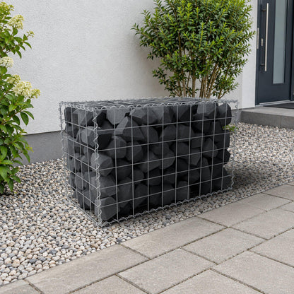 Schanskorf 100 cm x 60 cm x 50 cm (L x H x D), maaswijdte 10 cm x 10 cm, spiraalvormig