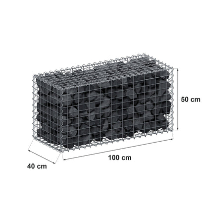 Gabione 100 cm x 50 cm x 40 cm (L x H x T), Maschenweite 5 cm x 5 cm, Spirale