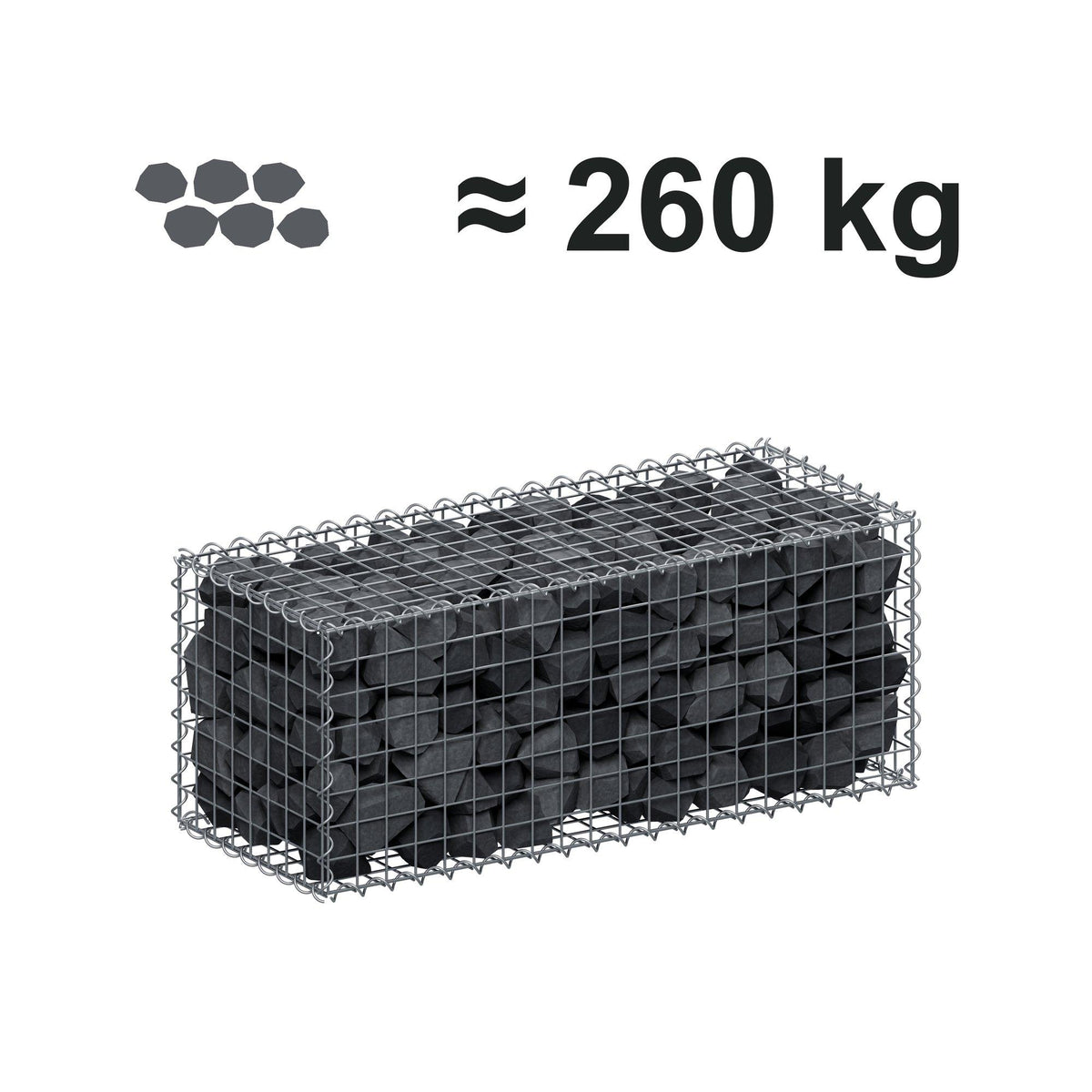 Gabione 100 cm x 40 cm x 40 cm (L x H x T), Maschenweite 5 cm x 5 cm, Spirale
