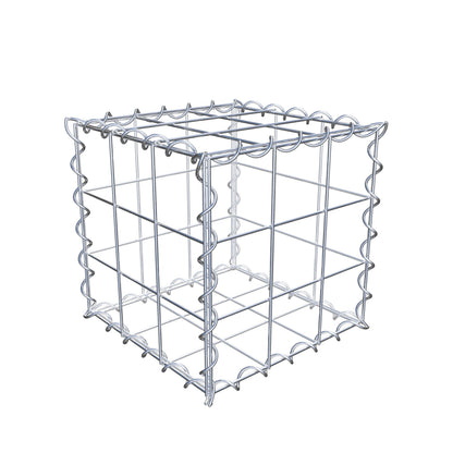 Schanskorf 30 cm x 30 cm x 30 cm (L x H x D), maaswijdte 10 cm x 10 cm, spiraalvormig
