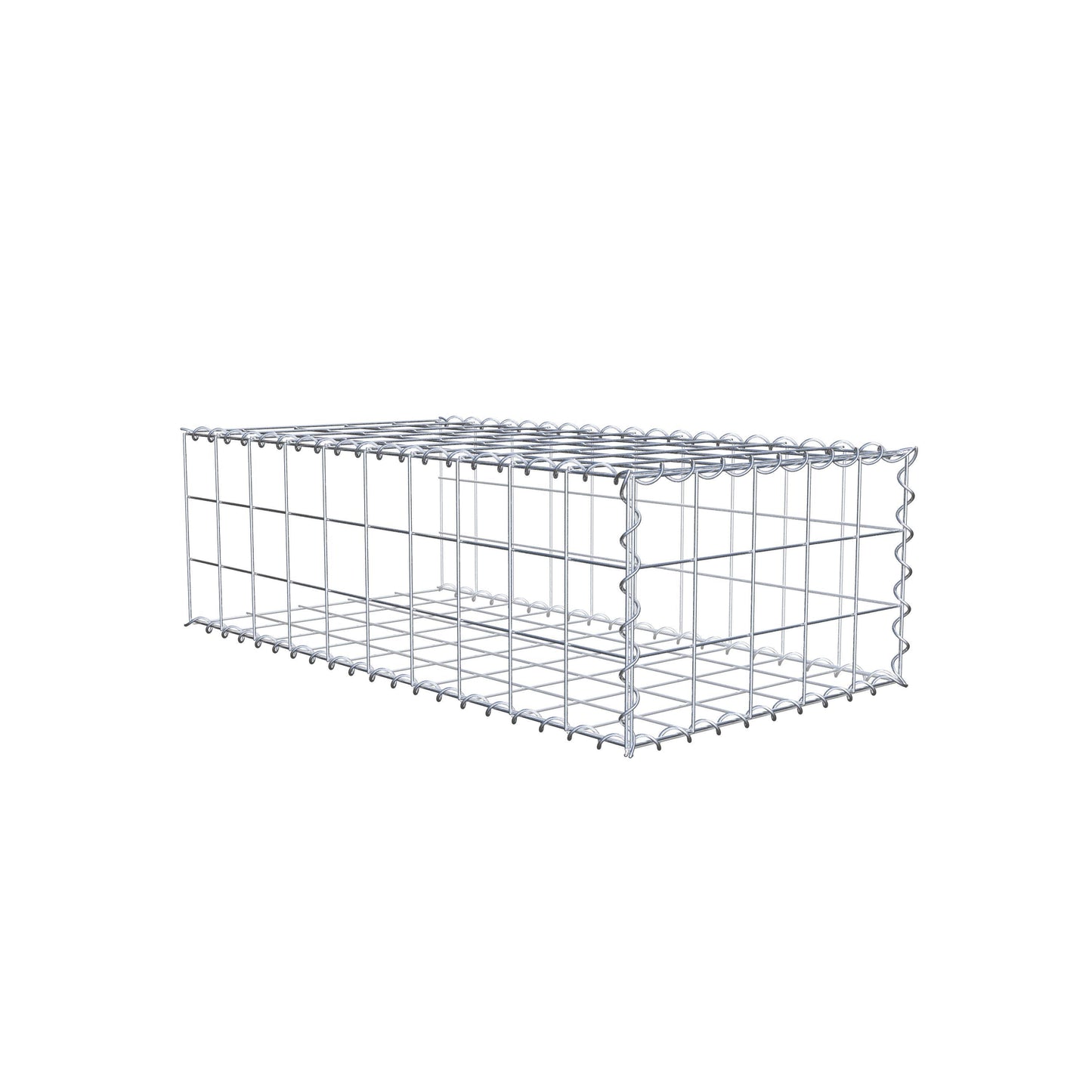 Opbouw schanskorf type 2 100 cm x 30 cm x 50 cm (L x H x D), maaswijdte 10 cm x 10 cm, spiraal