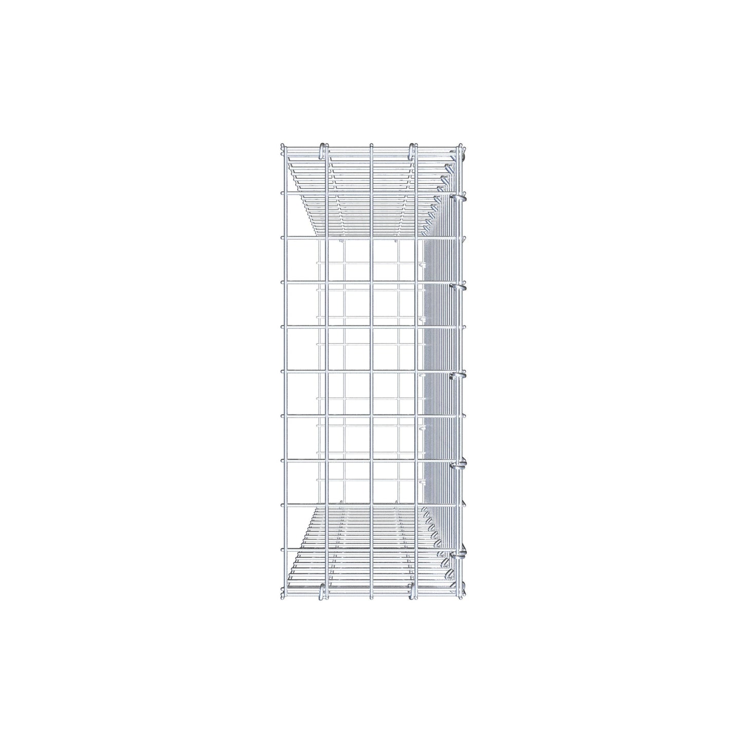 Type 2 oplegkorf 100 cm x 20 cm x 50 cm (L x H x D), maaswijdte 5 cm x 5 cm, C-ring