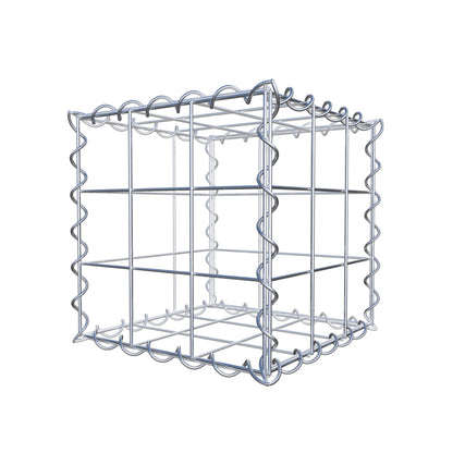 Schanskorf 30 cm x 30 cm x 30 cm (L x H x D), maaswijdte 10 cm x 10 cm, spiraalvormig