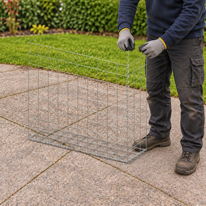 Gabion 100 cm x 90 cm x 30 cm (L x H x D), maskestørrelse 10 cm x 10 cm, spiral