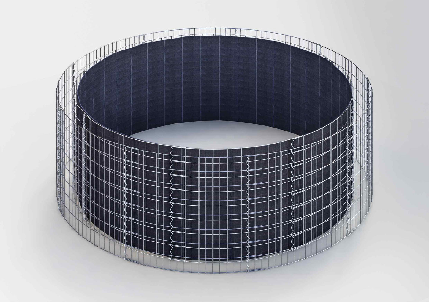 Rund højbed, udvendig diameter 352 cm, højde 50 cm, maskestørrelse 5 x 5 cm, vægtykkelse 15 cm