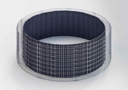 Rund højbed, udvendig diameter 352 cm, højde 50 cm, maskestørrelse 5 x 5 cm, vægtykkelse 15 cm