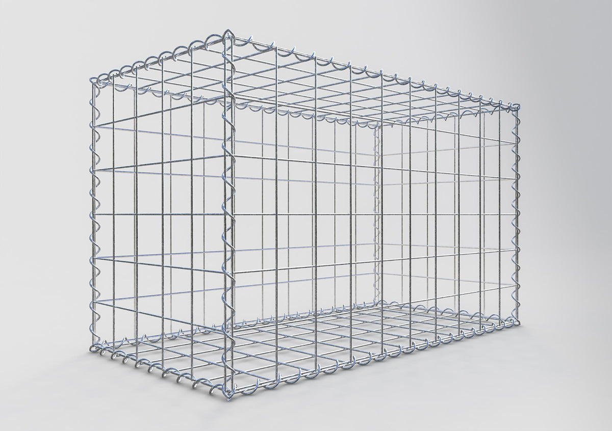 Schanskorf 100 cm x 60 cm x 50 cm (L x H x D), maaswijdte 10 cm x 10 cm, spiraalvormig