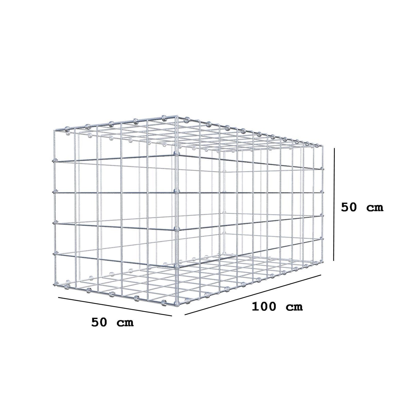 Schanskorf 100 cm x 50 cm x 50 cm (L x H x D), maaswijdte 10 x 10 cm, spiraalring