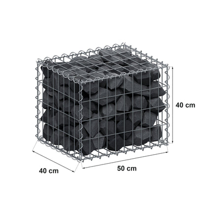 Gabion 50 cm x 40 cm x 40 cm (L x H x P), mailles 5 cm x 10 cm, spirale