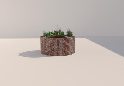 Schanskorven verhoogde vijver, rond, buitendiameter 172 cm, hoogte 80 cm, maaswijdte 5 x 5 cm, wanddikte 15 cm