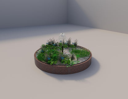 Gabion bassin surélevé rond, diamètre extérieur 382 cm, hauteur 50 cm, mailles 5 x 5 cm, épaisseur de paroi 15 cm