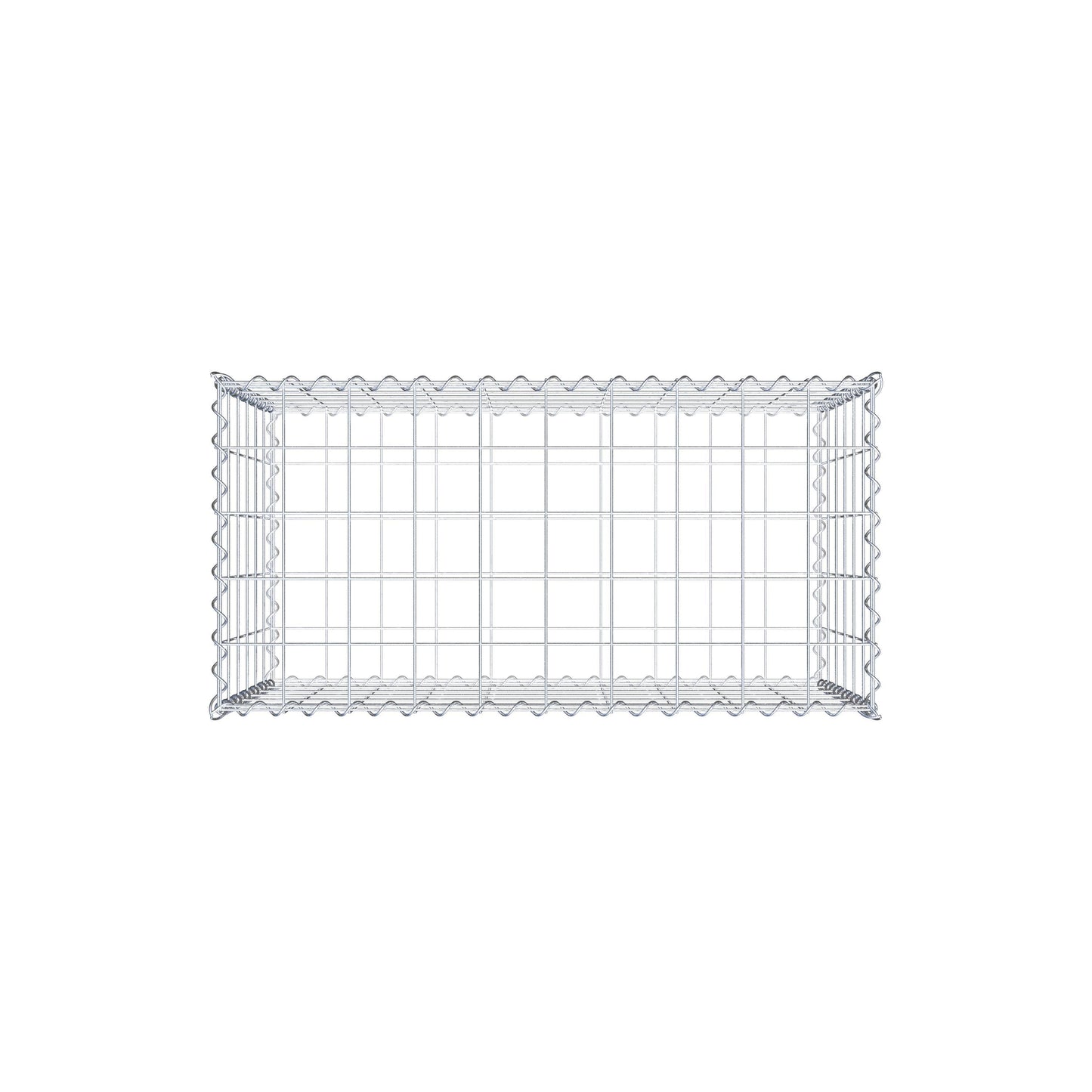 Schanskorf 100 cm x 60 cm x 50 cm (L x H x D), maaswijdte 10 cm x 10 cm, spiraalvormig