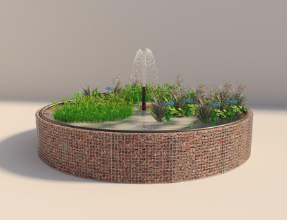 Gabion verhoogde vijver, rond, buitendiameter 442 cm, hoogte 80 cm, maaswijdte 5 x 5 cm, wanddikte 15 cm
