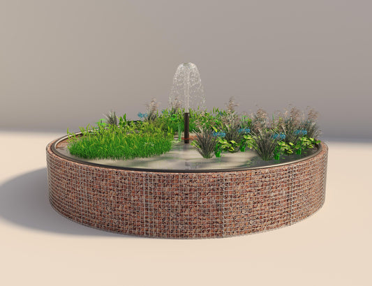 Gabion verhoogde vijver, rond, buitendiameter 442 cm, hoogte 80 cm, maaswijdte 5 x 5 cm, wanddikte 15 cm