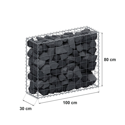 Gabião 100 cm x 80 cm x 30 cm (C x A x P), malhagem 10 cm x 10 cm, espiral
