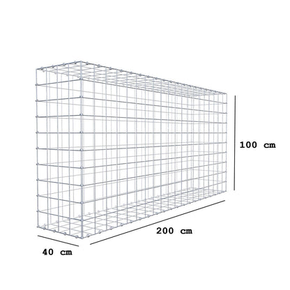 Gabione 200 cm x 100 cm x 40 cm (L x H x T), Maschenweite 10 x 10 cm, Spiralring