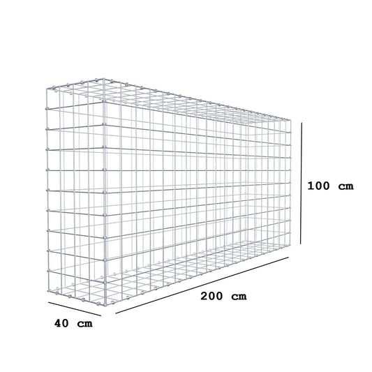 Schanskorf 200 cm x 100 cm x 40 cm (L x H x D), maaswijdte 10 x 10 cm, spiraalring