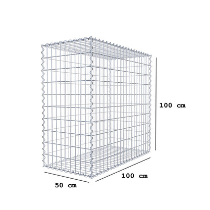 Gabione 100 cm x 100 cm x 50 cm (L x H x T), Maschenweite 5 cm x 10 cm, Spirale