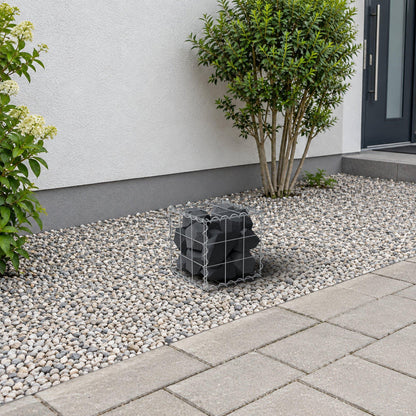 Schanskorf 30 cm x 30 cm x 30 cm (L x H x D), maaswijdte 10 cm x 10 cm, spiraalvormig
