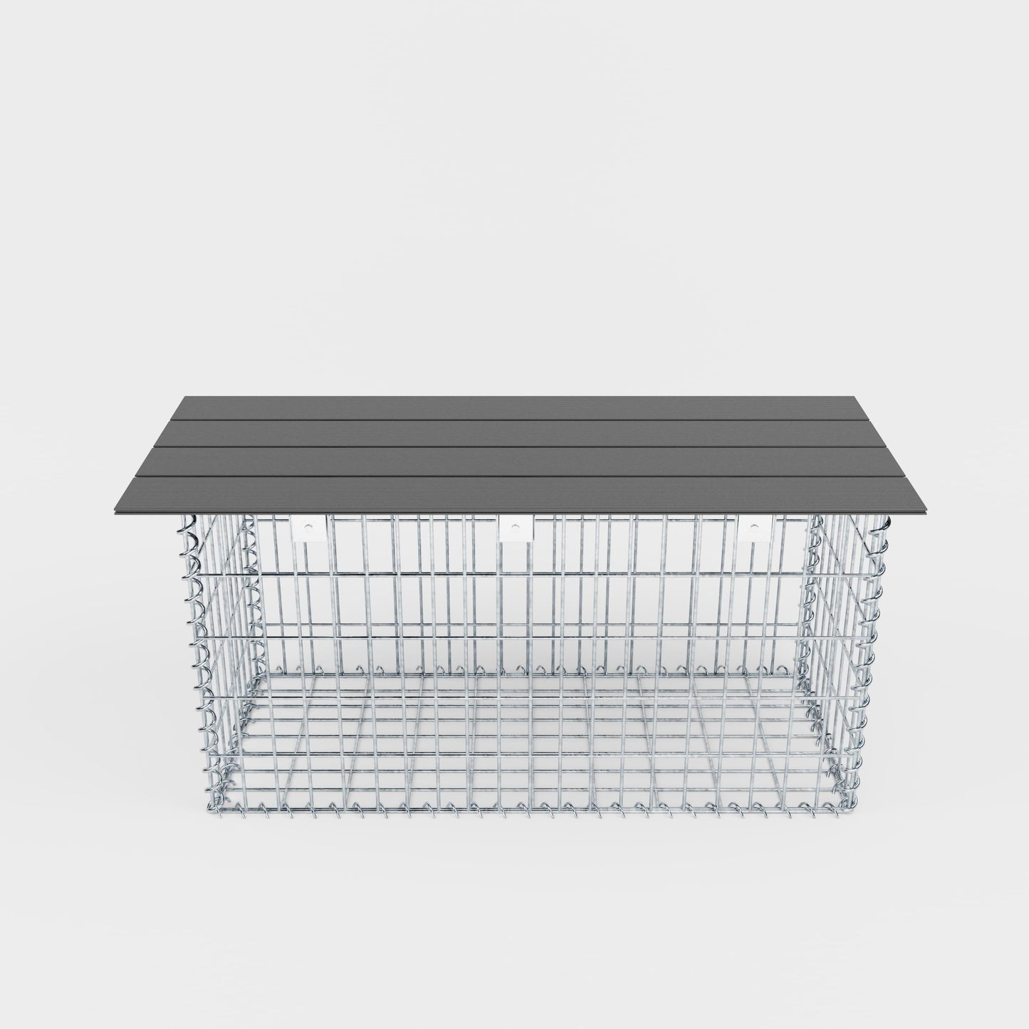 Banco de jardín de gaviones en espiral 105 x 50 x 40 cm - MW 5 x 10 cm, con encimera reciclada en antracita