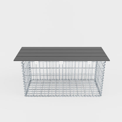 Banco de jardín de gaviones en espiral 105 x 50 x 40 cm - MW 5 x 10 cm, con encimera reciclada en antracita