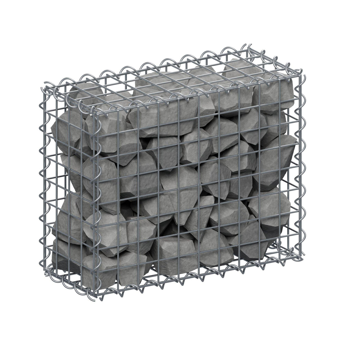 Schanskorf 50 cm x 40 cm x 20 cm (L x H x D), maaswijdte 5 cm x 5 cm, spiraalvormig