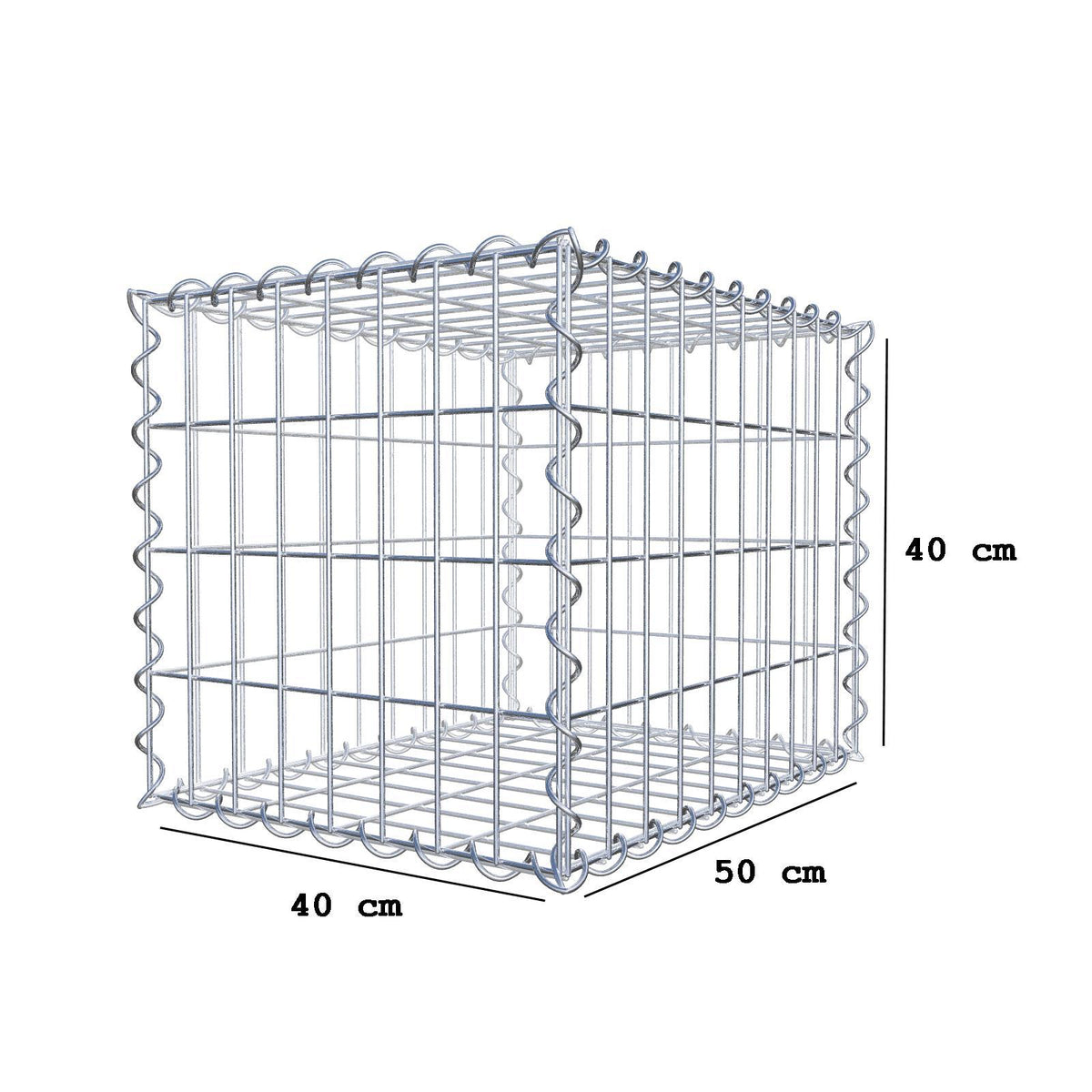 Gabion 50 cm x 40 cm x 40 cm (L x H x P), mailles 5 cm x 10 cm, spirale