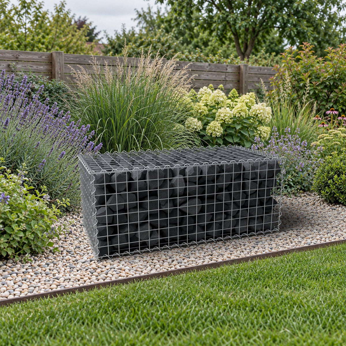 Gabion 100 cm x 40 cm x 50 cm (L x H x D), maskestørrelse 5 cm x 5 cm, spiral
