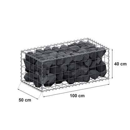Gabion 100 cm x 40 cm x 50 cm (L x H x D), maskstorlek 10 cm x 10 cm, spiral