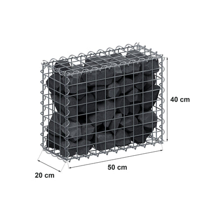 Schanskorf 50 cm x 40 cm x 20 cm (L x H x D), maaswijdte 5 cm x 5 cm, spiraalvormig