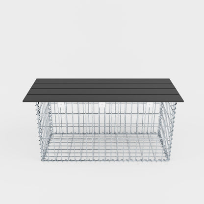 Banco de jardín de gaviones en espiral 105 x 50 x 40 cm - MW 5 x 10 cm, con encimera reciclada en antracita