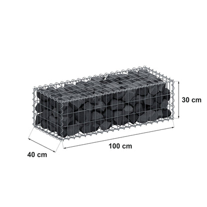 Gabion 100 cm x 30 cm x 40 cm (L x H x D), maskestørrelse 5 cm x 10 cm, spiral