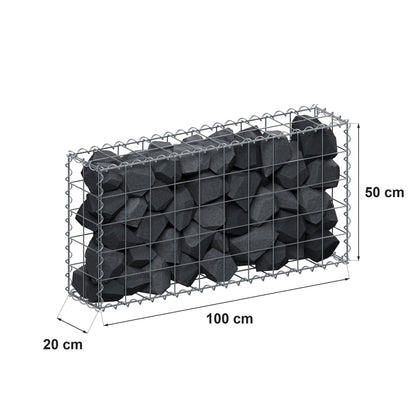 Schanskorf 100 cm x 50 cm x 20 cm (L x H x D), maaswijdte 10 cm x 10 cm, spiraalvormig
