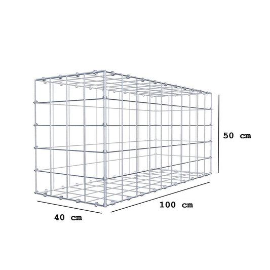 Schanskorf 100 cm x 50 cm x 40 cm (L x H x D), maaswijdte 10 x 10 cm, spiraalring