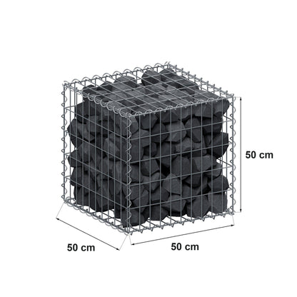 Gabion 50 cm x 50 cm x 50 cm (L x H x D), mesh size 5 cm x 10 cm, spiral
