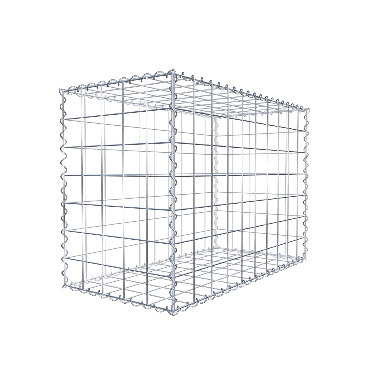 Schanskorf 100 cm x 70 cm x 50 cm (L x H x D), maaswijdte 10 cm x 10 cm, spiraalvormig