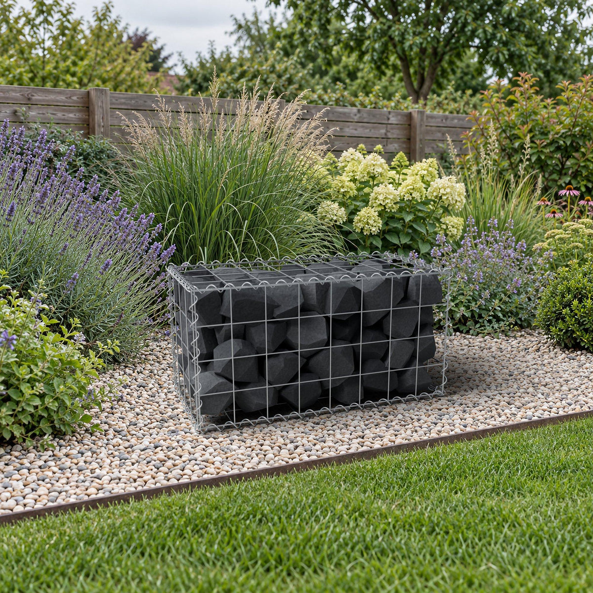 Gabion 80 cm x 40 cm x 40 cm (L x H x D), maskestørrelse 10 cm x 10 cm, spiral
