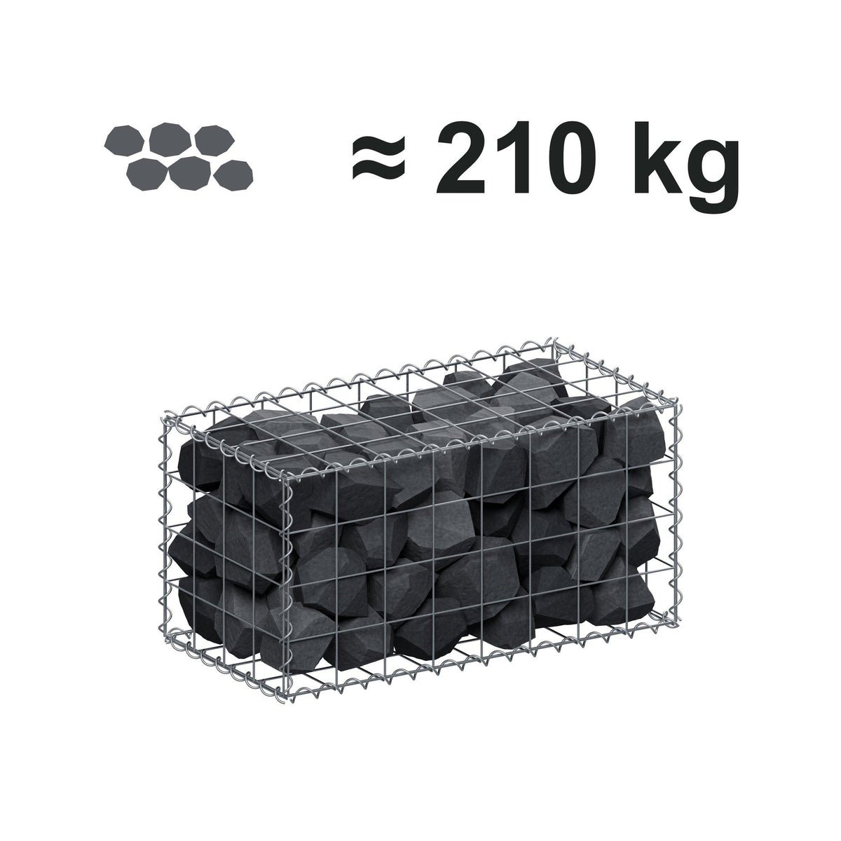 Gabion 80 cm x 40 cm x 40 cm (L x H x D), maskestørrelse 10 cm x 10 cm, spiral
