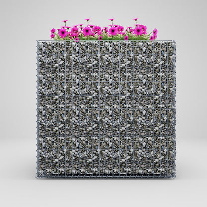 Lecho elevado rectangular 100 cm x 80 cm x 100 cm (largo x alto x fondo), malla 5 x 10 cm, espesor de pared 10 cm